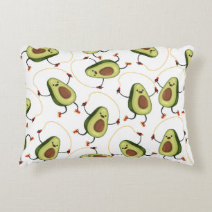 Avocado Fitness: Niedliches Vintages Muster Dekokissen