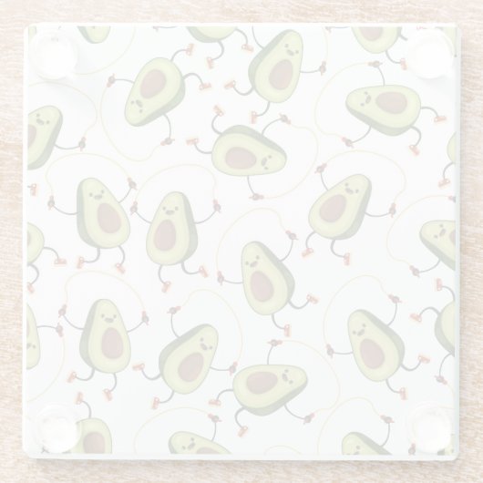 Avocado Fitness: Niedliches Vintages Muster Glasuntersetzer (Rückseite)