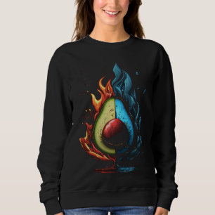 Avocado Flammen Vegan Vegetarisch Obst Gesunde Ern Sweatshirt