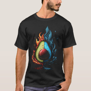 Avocado Flammen Vegan Vegetarisch Obst Gesunde Ern T-Shirt