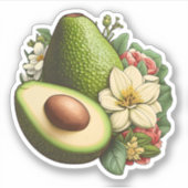 Avocado Floral Ästhetische Kunst Vegan Aufkleber (Vorderseite)