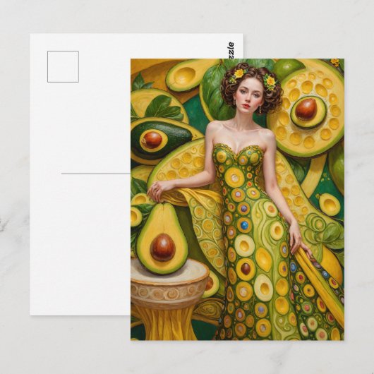 Avocado-Frau mit Extra-Flügeln Postkarte (Vorne/Hinten)