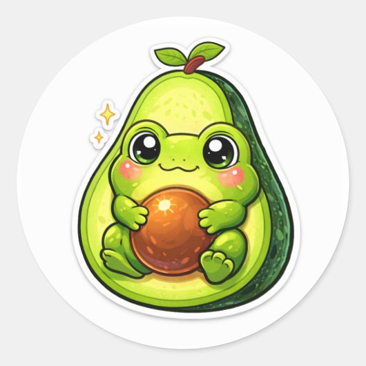 Avocado-Frosch Runder Aufkleber (Vorderseite)