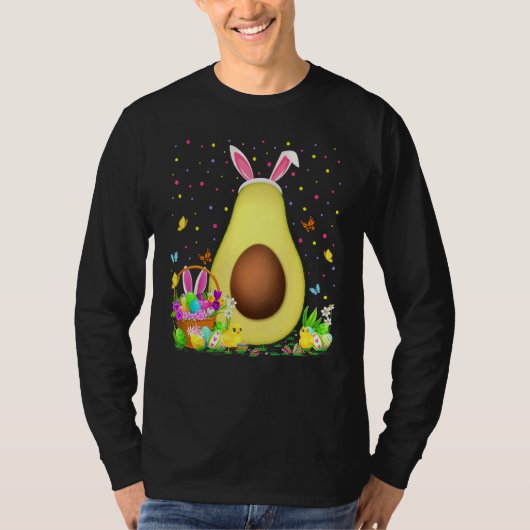 Avocado Frucht Ostereier Hunt Bunny Avocado Osterz T-Shirt (Vorderseite)