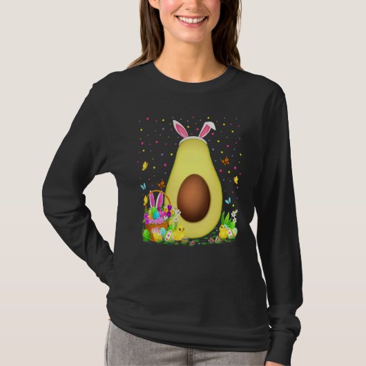 Avocado Frucht Ostereier Hunt Bunny Avocado Osterz T-Shirt (Vorderseite)
