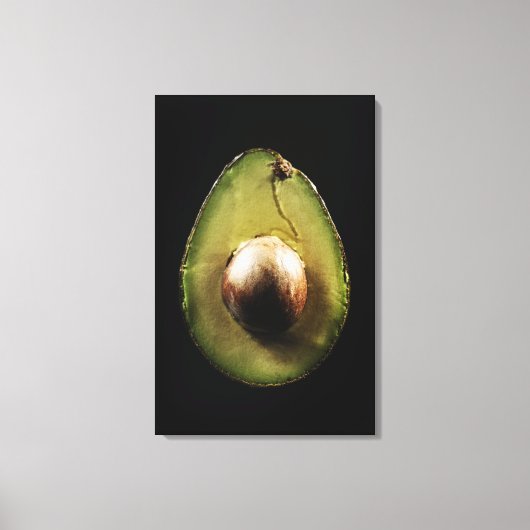 Avocado, Frucht, schwarzer Hintergrund Leinwanddruck (Vorderseite)