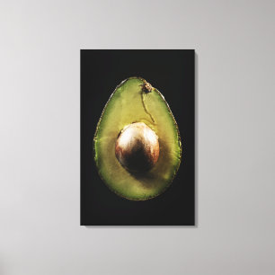 Avocado, Frucht, schwarzer Hintergrund Leinwanddruck