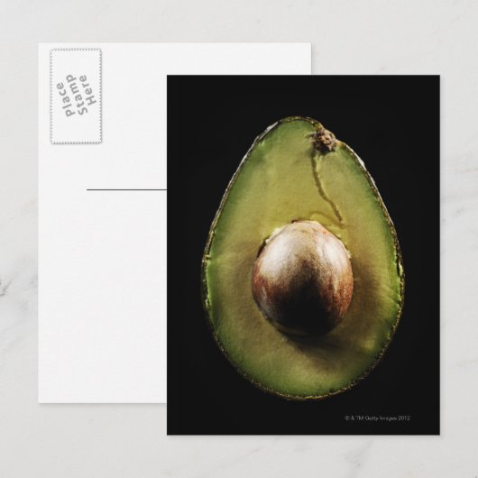 Avocado, Frucht, schwarzer Hintergrund Postkarte (Vorne/Hinten)