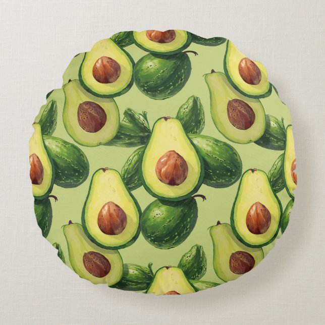 Avocado-Fruchtpolster Rundes Kissen (Vorderseite)