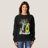 Avocado Fruit Xmas Tree Lighting Weihnachtsmannmüt Sweatshirt (Vorne ganz)
