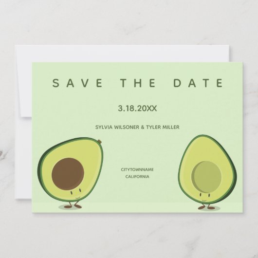 Avocado Fun Whimsical Food Wedding Save The Date (Vorderseite)