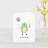 Avocado Geburtstagskarte - Niedliche, lustige Falt Karte (Gelbe Blume)