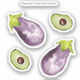 Avocado Gemüse handIllustriert gesund essen Aufkleber