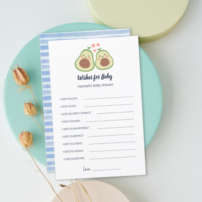 Avocado Gender Neutral Baby Shower wünscht Spiel (Avocado Gender Neutral Baby Shower Wishes Game)