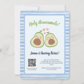 Avocado Gender Neutral QR Code Twins Baby Dusche Einladung (Vorderseite)