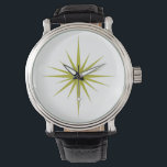 Avocado Green Atomic Sternexplosion Mitte Jahrhund Armbanduhr<br><div class="desc">Diese moderne Vintage Uhrenuhr aus der Mitte des Jahrhunderts besticht durch eine kühne,  avocado-grüne Sternexplosion,  die Ihr Handgelenk ganz besonders schön macht!</div>