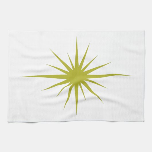 Avocado Green Atomstar Mid Century Handtuch (Horizontal)