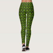 Avocado Green Black Buffalo Heart Plaid Leggings (Rückseite)