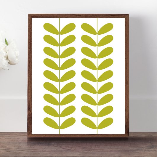 Avocado Green Blume Buds Mid Century Modern Poster