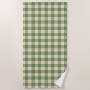 Avocado Green Cottagecore Gingham Karo Kariert Strandtuch
