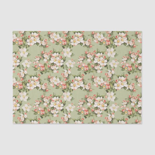 Avocado Green Floral Elegant Seidenpapier (Vorderseite)