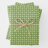 Avocado Green Gingham Heart Patch Plaid Geschenkpapier Set (Beispiel)