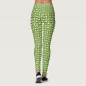 Avocado Green Gingham Heart Patch Plaid Leggings (Rückseite)