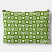Avocado Green Gingham Heart Patch Plaid Zubehörtasche (Rückseite)