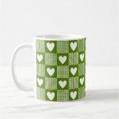 Avocado Green Gingham Heart Plaid Kaffeetasse (Links)