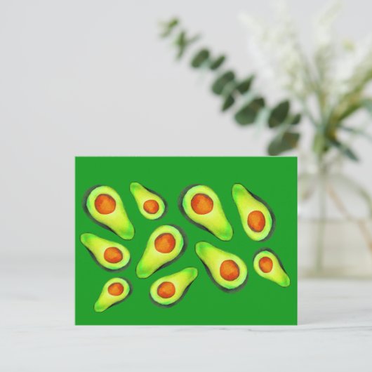 Avocado Green Health Frucht Feinschmecker Postkarte (Stehend Vorderseite)