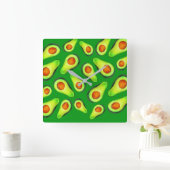 Avocado Green Health Frucht Feinschmecker Quadratische Wanduhr (Zuhause)