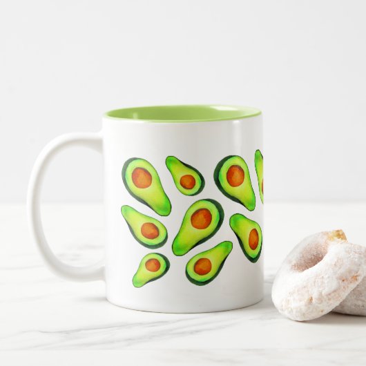 Avocado Green Health Frucht Feinschmecker Zweifarbige Tasse (Mit Donut)