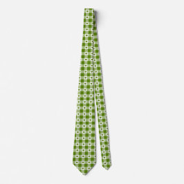 Avocado Green Heart Plaid Gingham Retro Neck Tie Krawatte