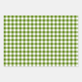 Avocado Green Plaid Gingham Retro Color Geschenkpapier Set