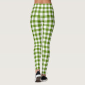 Avocado Green Plaid Gingham Retro Color Leggings (Rückseite)