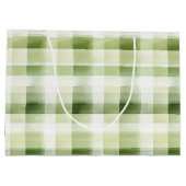 Avocado Green Plaid Stripes Birthday Große Geschenktüte (Rückseite)
