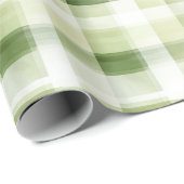 Avocado Green Plaid Stripes Geschenkpapier (Rolleneckpunkt)