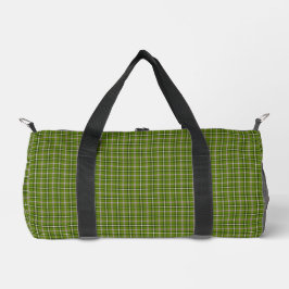 Avocado Green Plaid Windowpane Pattern Retro Duffle Bag