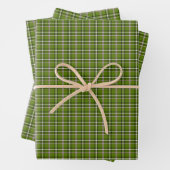 Avocado Green Plaid Windowpane Pattern Retro Geschenkpapier Set (Beispiel)