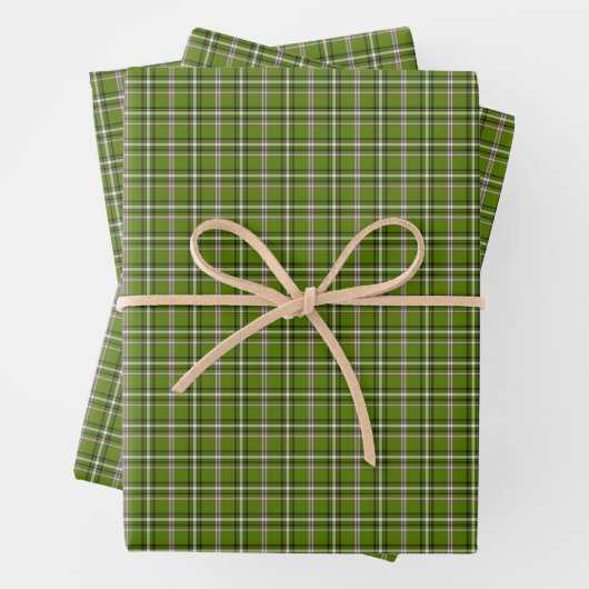 Avocado Green Plaid Windowpane Pattern Retro Geschenkpapier Set (Beispiel)
