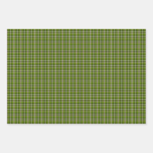 Avocado Green Plaid Windowpane Pattern Retro Geschenkpapier Set (Vorderseite)