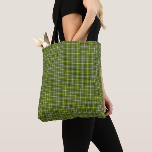 Avocado Green Plaid Windowpane Pattern Retro Tasche (Von Nahem)