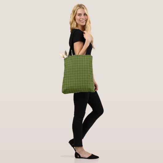 Avocado Green Plaid Windowpane Pattern Retro Tasche (Am Model)
