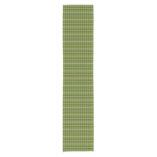 Avocado Green Plaid Windowpane Retro Table Runner Kurzer Tischläufer (Vorderseite)