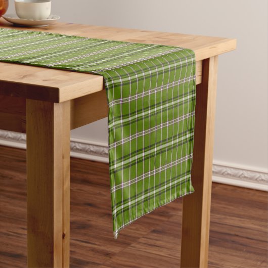 Avocado Green Plaid Windowpane Retro Table Runner Kurzer Tischläufer (Beispiel)