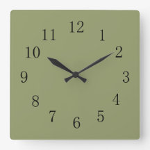 Avocado Green Square Wall Clock