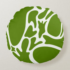 Avocado Green und Keramik White Rundes Kissen