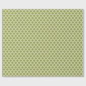 Avocado Green White marokkanisches Quatrefolienmus Geschenkpapier (Flach)