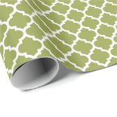 Avocado Green White marokkanisches Quatrefolienmus Geschenkpapier (Rolleneckpunkt)