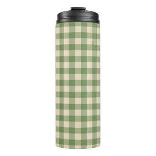 Avocado-Grün Cottagecore Gingham Karo Kariert Thermosbecher